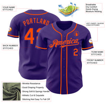 Load image into Gallery viewer, Custom Purple Orange Authentic Baseball Jersey