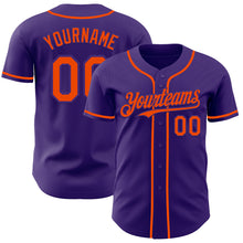 Load image into Gallery viewer, Custom Purple Orange Authentic Baseball Jersey
