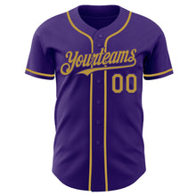 Load image into Gallery viewer, Custom Purple Old Gold Authentic Baseball Jersey