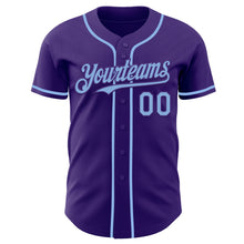 Load image into Gallery viewer, Custom Purple Light Blue Authentic Baseball Jersey