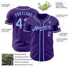 Load image into Gallery viewer, Custom Purple Light Blue Authentic Baseball Jersey