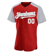 Load image into Gallery viewer, Custom Red White-Gray Authentic Raglan Sleeves Baseball Jersey