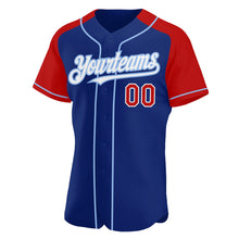 Load image into Gallery viewer, Custom Royal Red-Light Blue Authentic Raglan Sleeves Baseball Jersey