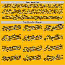 Load image into Gallery viewer, Custom Gold Navy Authentic Raglan Sleeves Baseball Jersey