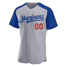 Load image into Gallery viewer, Custom Gray Royal-Red Authentic Raglan Sleeves Baseball Jersey