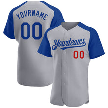 Load image into Gallery viewer, Custom Gray Royal-Red Authentic Raglan Sleeves Baseball Jersey