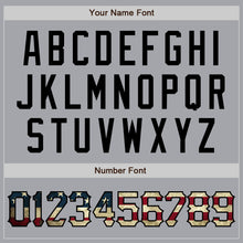 Load image into Gallery viewer, Custom Gray Vintage USA Flag-Black Authentic Raglan Sleeves Baseball Jersey