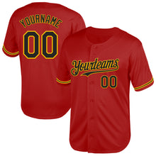 Load image into Gallery viewer, Custom Red Black-Gold Mesh Authentic Throwback Baseball Jersey