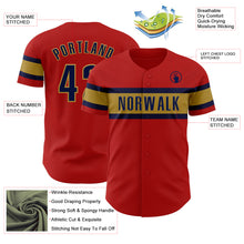 Load image into Gallery viewer, Custom Red Black-Old Gold Authentic Baseball Jersey