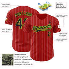 Load image into Gallery viewer, Custom Red Gray Pinstripe Black-Neon Green Authentic Baseball Jersey