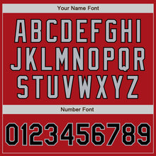 Load image into Gallery viewer, Custom Red Gray Pinstripe Black Authentic Baseball Jersey