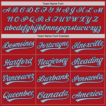 Load image into Gallery viewer, Custom Red Gray Pinstripe Navy Authentic Baseball Jersey