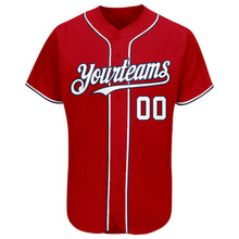 Load image into Gallery viewer, Custom Red White-Navy Authentic Baseball Jersey
