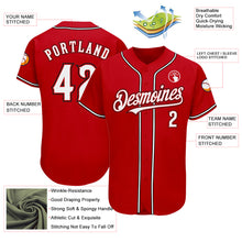 Load image into Gallery viewer, Custom Red White-Black Authentic Baseball Jersey