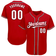 Load image into Gallery viewer, Custom Red White-Black Authentic Baseball Jersey
