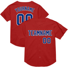 Load image into Gallery viewer, Custom Red Royal-White Mesh Authentic Throwback Baseball Jersey