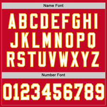 Load image into Gallery viewer, Custom Red White-Gold Mesh Authentic Throwback Football Jersey