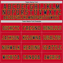 Load image into Gallery viewer, Custom Red Navy-Gold Mesh Authentic Throwback Football Jersey