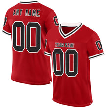 Load image into Gallery viewer, Custom Red Black-White Mesh Authentic Throwback Football Jersey