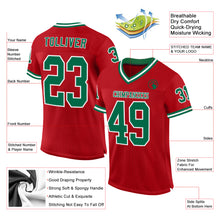 Load image into Gallery viewer, Custom Red Kelly Green-White Mesh Authentic Throwback Football Jersey