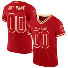 Load image into Gallery viewer, Custom Red Cream Mesh Authentic Throwback Football Jersey