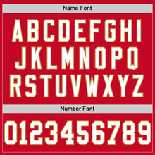 Load image into Gallery viewer, Custom Red White-Old Gold Mesh Authentic Throwback Football Jersey