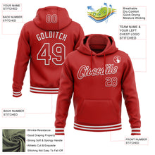 Load image into Gallery viewer, Custom Stitched Red White Sports Pullover Sweatshirt Hoodie