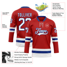 Load image into Gallery viewer, Custom Red White-Royal Hockey Lace Neck Jersey