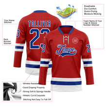 Load image into Gallery viewer, Custom Red Royal-White Hockey Lace Neck Jersey