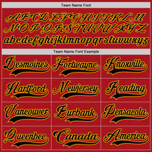 Load image into Gallery viewer, Custom Red Black-Gold Hockey Lace Neck Jersey