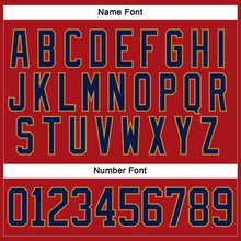 Load image into Gallery viewer, Custom Red Navy-Old Gold Hockey Lace Neck Jersey
