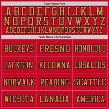 Load image into Gallery viewer, Custom Red Old Gold-Black Mesh Authentic Throwback Football Jersey