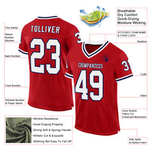 Load image into Gallery viewer, Custom Red White-Navy Mesh Authentic Throwback Football Jersey