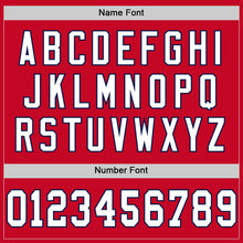 Load image into Gallery viewer, Custom Red White-Navy Mesh Authentic Throwback Football Jersey