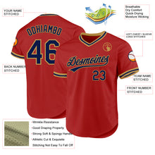 Load image into Gallery viewer, Custom Red Navy-Old Gold Authentic Throwback Baseball Jersey