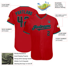 Load image into Gallery viewer, Custom Red Black-Teal Authentic Baseball Jersey