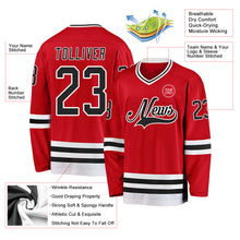 Load image into Gallery viewer, Custom Red Black-White Hockey Jersey