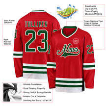 Load image into Gallery viewer, Custom Red Green-White Hockey Jersey