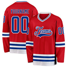 Load image into Gallery viewer, Custom Red Royal-White Hockey Jersey