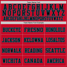 Load image into Gallery viewer, Custom Red Black-Teal Mesh Authentic Football Jersey