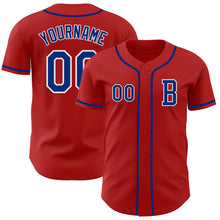 Load image into Gallery viewer, Custom Red Royal-White Authentic Baseball Jersey