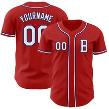 Load image into Gallery viewer, Custom Red White-Royal Authentic Baseball Jersey