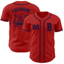 Load image into Gallery viewer, Custom Red Navy Authentic Baseball Jersey