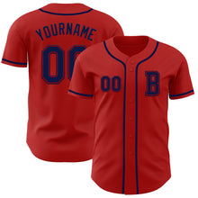 Load image into Gallery viewer, Custom Red Navy Authentic Baseball Jersey