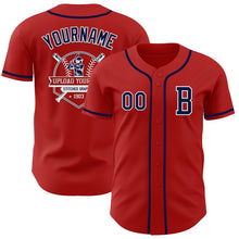 Load image into Gallery viewer, Custom Red Navy-White Authentic Baseball Jersey