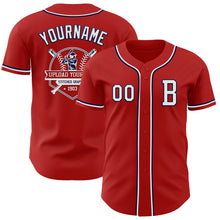 Load image into Gallery viewer, Custom Red White-Navy Authentic Baseball Jersey