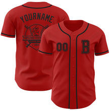 Load image into Gallery viewer, Custom Red Black Authentic Baseball Jersey