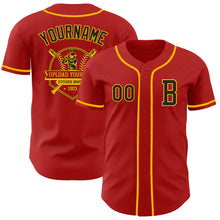 Load image into Gallery viewer, Custom Red Black-Gold Authentic Baseball Jersey