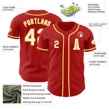Load image into Gallery viewer, Custom Red White-Yellow Authentic Baseball Jersey