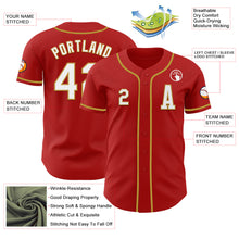 Load image into Gallery viewer, Custom Red White-Old Gold Authentic Baseball Jersey